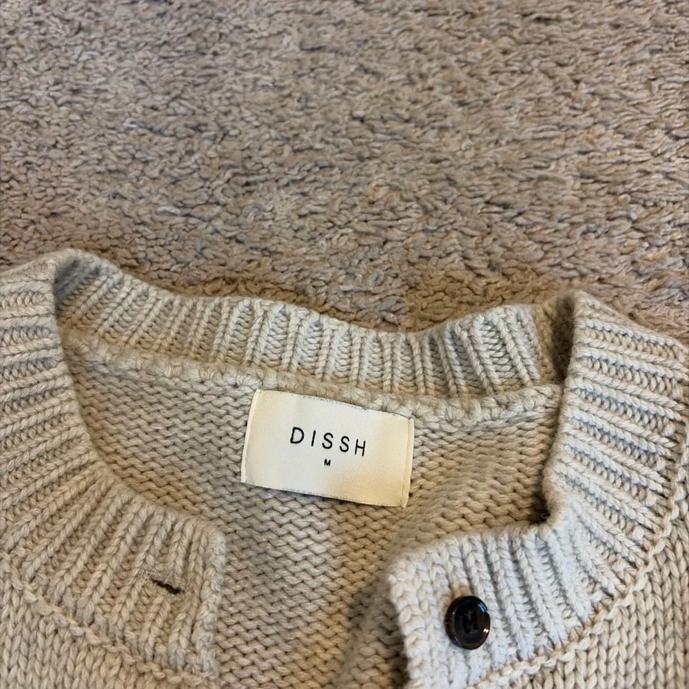 Dissh Foster Chalk Beige Wool Blend Cardigan Sweater Button Down Size Medium - Picture 7 of 7